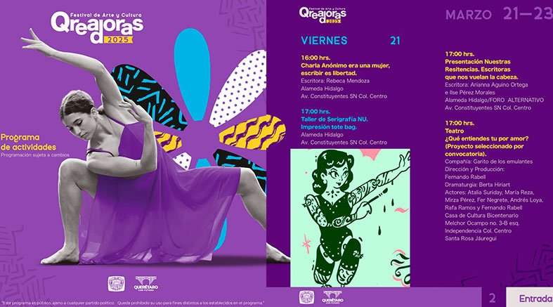 Llega 1a edición de Festival de Arte y Cultura Qreadoras 2 Cultura Qreadoras
