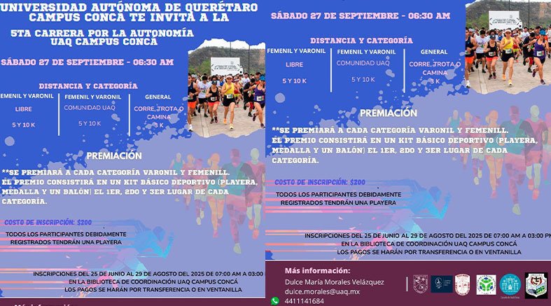 Invita UAQ a la 5a Carrera por la Autonomía, en el campus Concá 4 5a Carrera